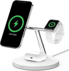 Belkin 3-in-1 Wireless Charger MagSafe iPhone + Apple Watch + AirPods - Wit