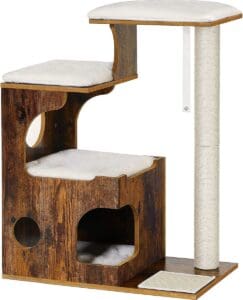 Zaza Home Luxe Houten Krabpaal 86 cm, middelgrote katten klimboom met 3 ligvlakken