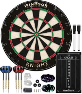 WINDSOR Dartbord - met Dartpijlen & Accessoires - Sisal - Dartboard - Knight 3